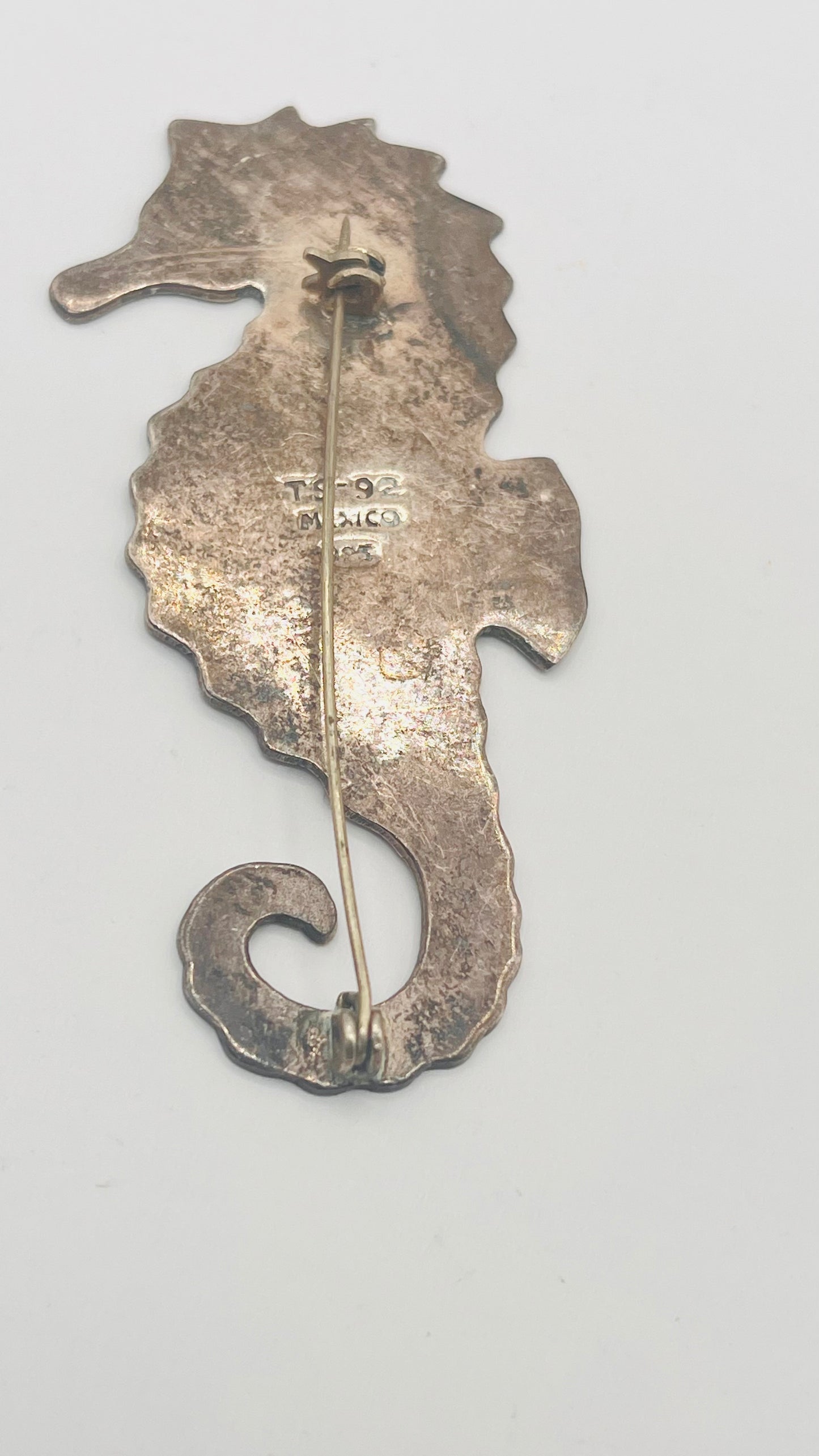 Vintage Taxco Mexico TS-92 Sterling Silver 925 Seahorse Nautical Pin Brooch Rare 2