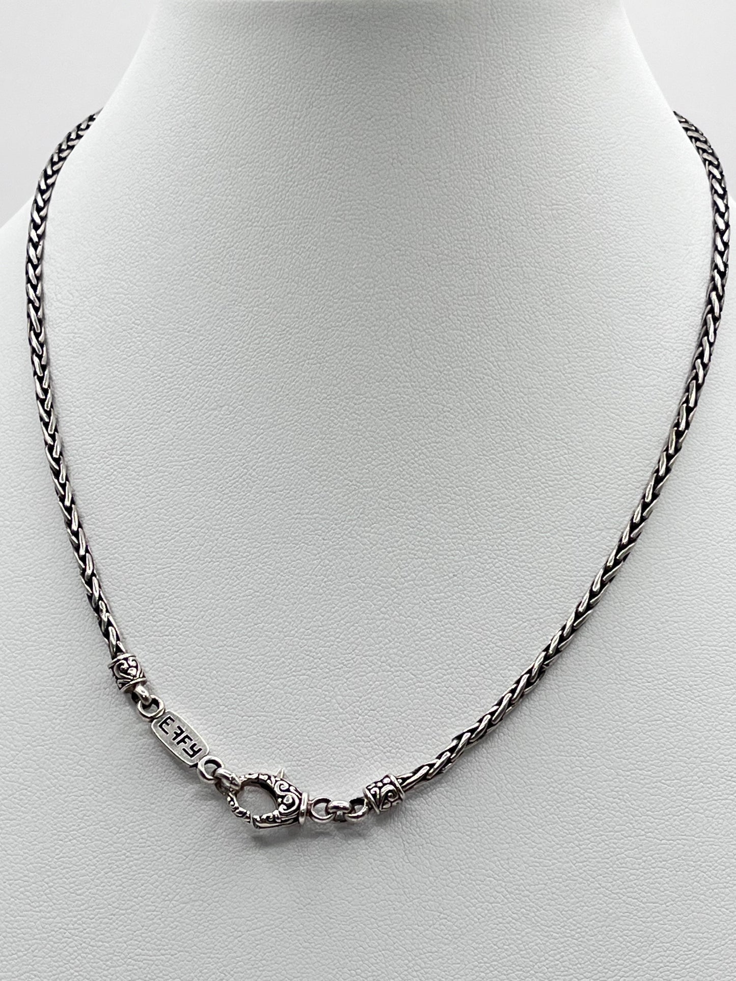 EFFY Designer Sterling Silver 925 Wheat Link Chain Biker Necklace 3