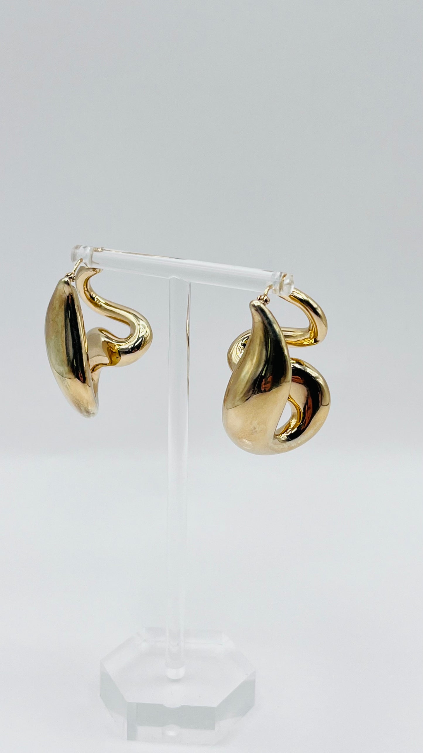 CARLA 14K Solid Yellow Gold Twisted Swirling Wavy Hoops Earrings Chunky 4
