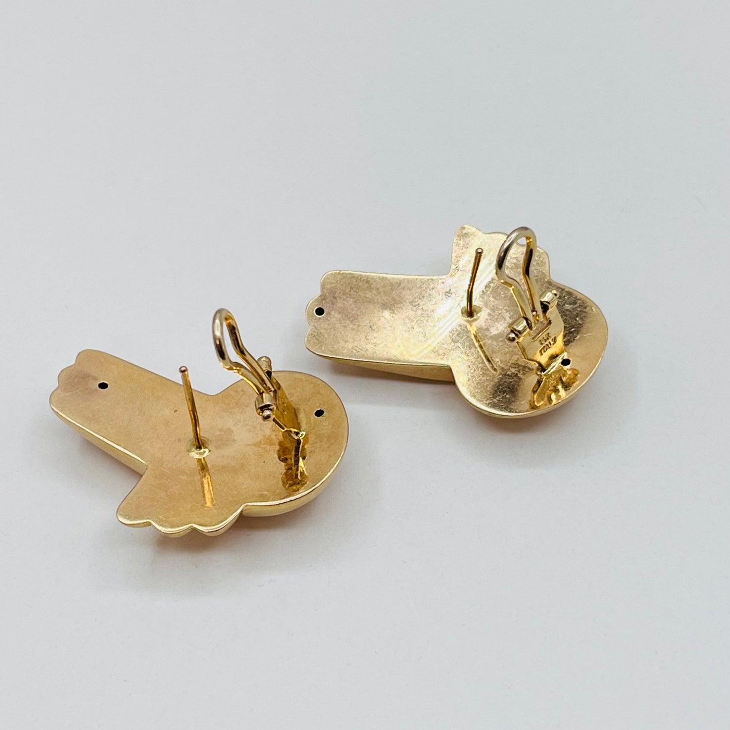 14K Solid Gold Earrings Vintage Estate Jewelry Chunky Omega Back Clasp Italy 3