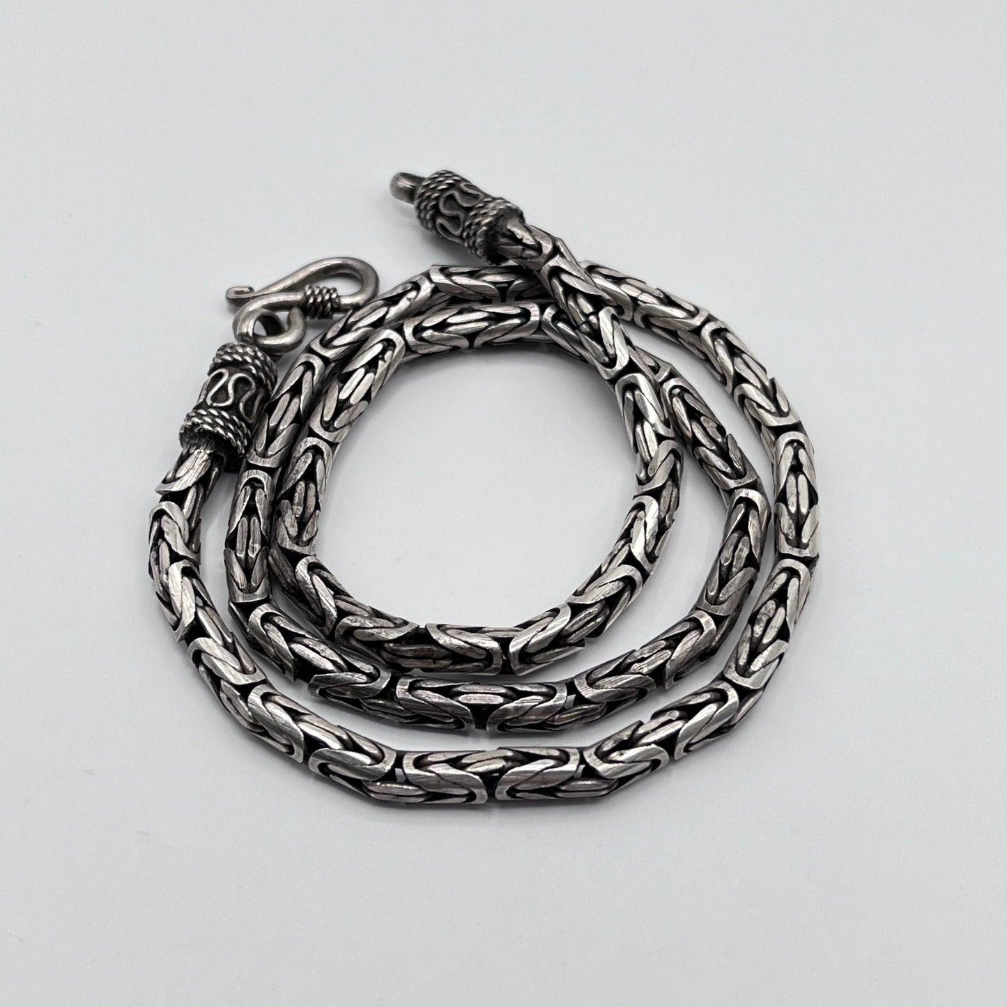 Vintage Sterling Silver 925 Biker Byzantine Chain Necklace Hook Clasp 1