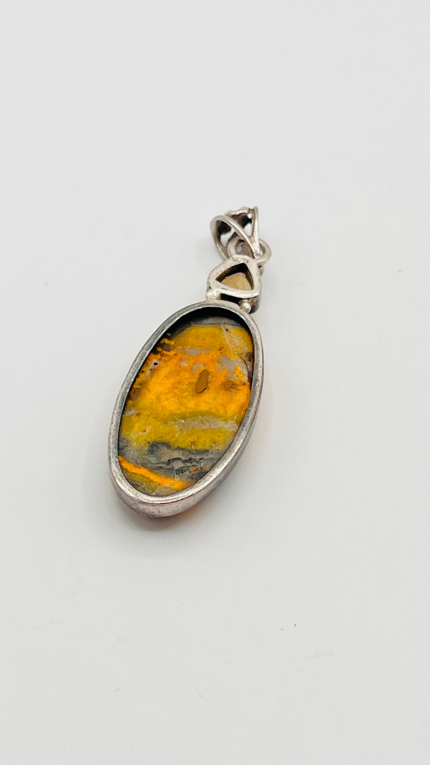 Bumblebee Jasper 925 Sterling Silver Oval With Yellow Tourmaline Pendant 3