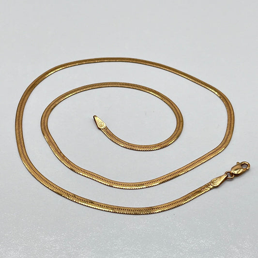 14K Solid Gold Herringbone Chain Necklace Made In Italy 1