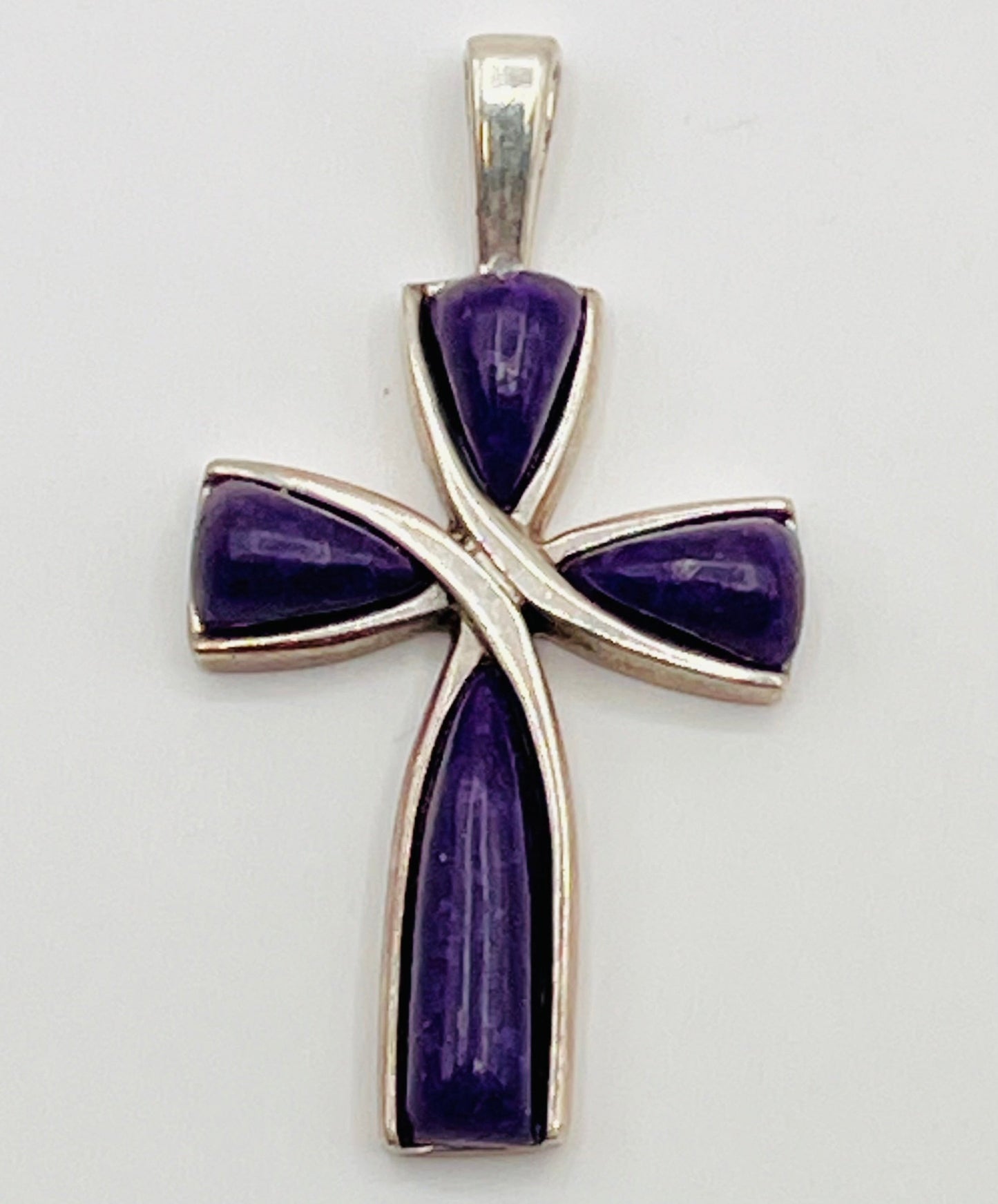 Signed Coleman 925 Sterling Silver Purple Charoite Cross Pendant CCO 1