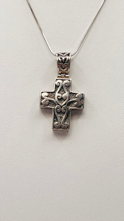 Rare Vintage 925 Sterling Silver Cross Crucifix Religious Pendant Pendant 3D 2