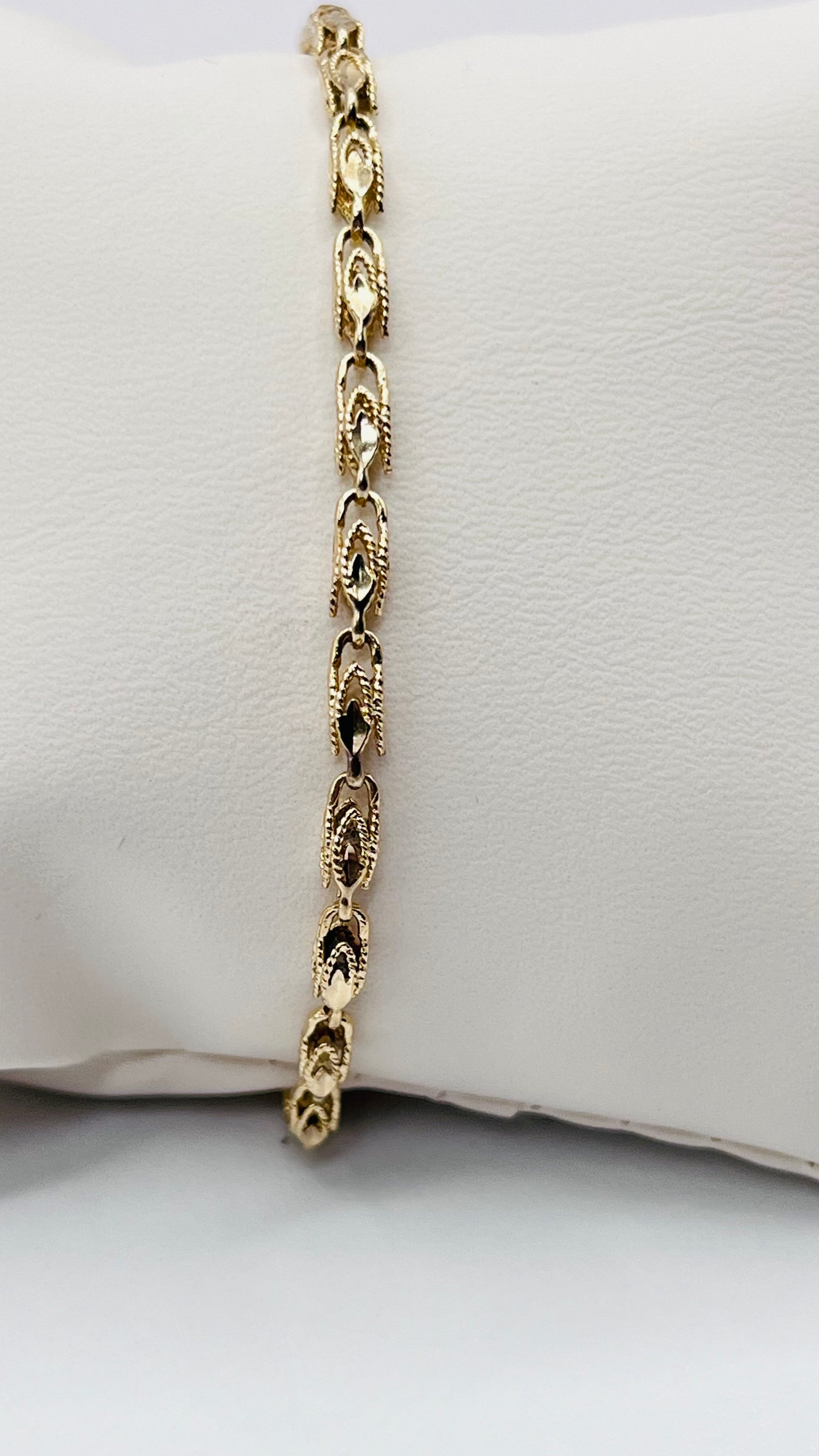 14k Solid Yellow Gold Fancy Turkish Filigree Link Chain Women’s Bracelet 4