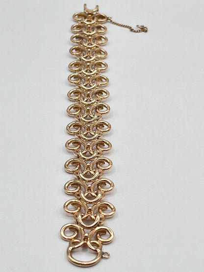 14K Authentic Solid Yellow Gold Vintage Filigree Open Work Wide Bracelet - Luxury Bling Jewelry