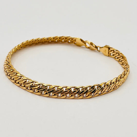 Rare 18K Solid Yellow Gold Fancy Miami Cuban Link Chain Bracelet Men Women Unisex Italy 1