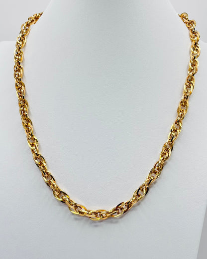 Milor Italy 14k Solid Yellow Gold Double Oval Twisted Link Fancy Chain Necklace 2