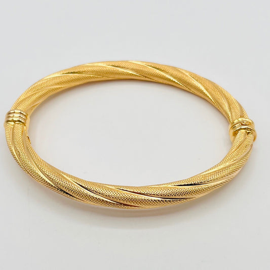 Vintage Estate 14K Solid Gold Cable Rope Hinged Cuff Bracelet Bangle Twisted Mesh Italy 1