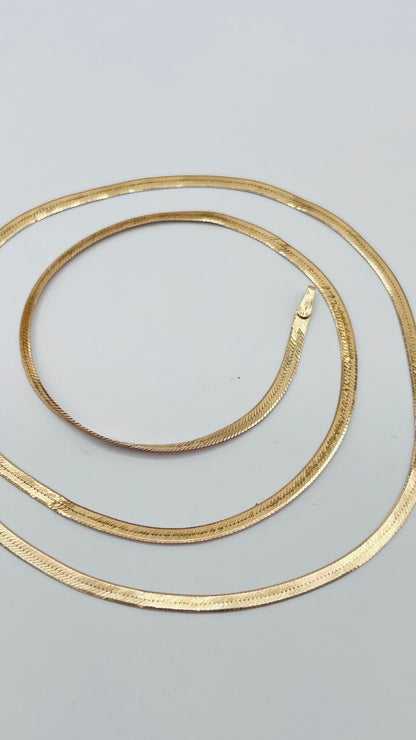 Designer RVL 14k Solid Yellow Gold Herringbone Chain Necklace Damaged Not Scrap 2