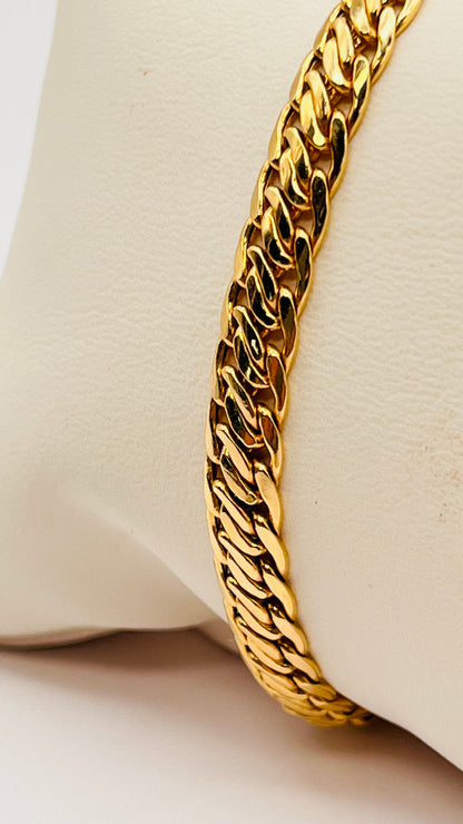 Rare 18K Solid Yellow Gold Fancy Miami Cuban Link Chain Bracelet Men Women Unisex Italy 4