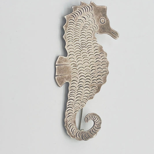 Vintage Taxco Mexico TS-92 Sterling Silver 925 Seahorse Nautical Pin Brooch Rare 3