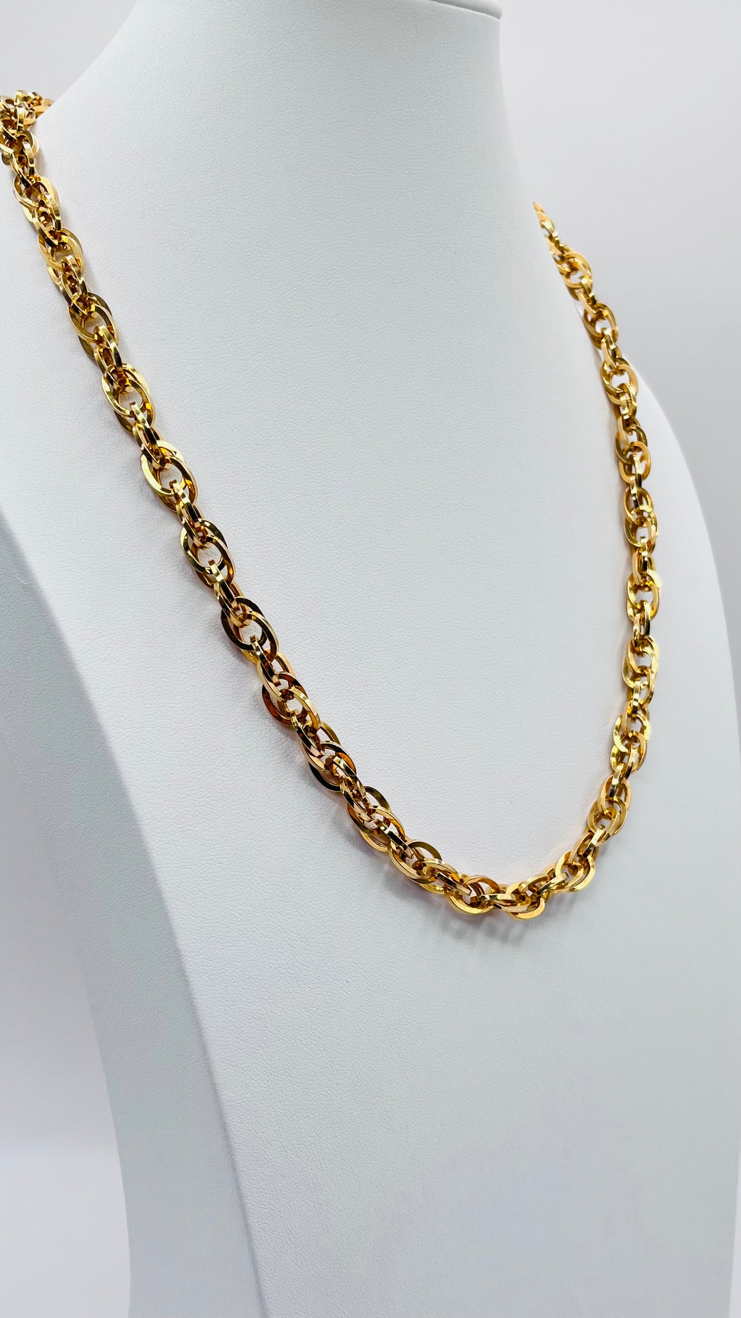 Milor Italy 14k Solid Yellow Gold Double Oval Twisted Link Fancy Chain Necklace 3