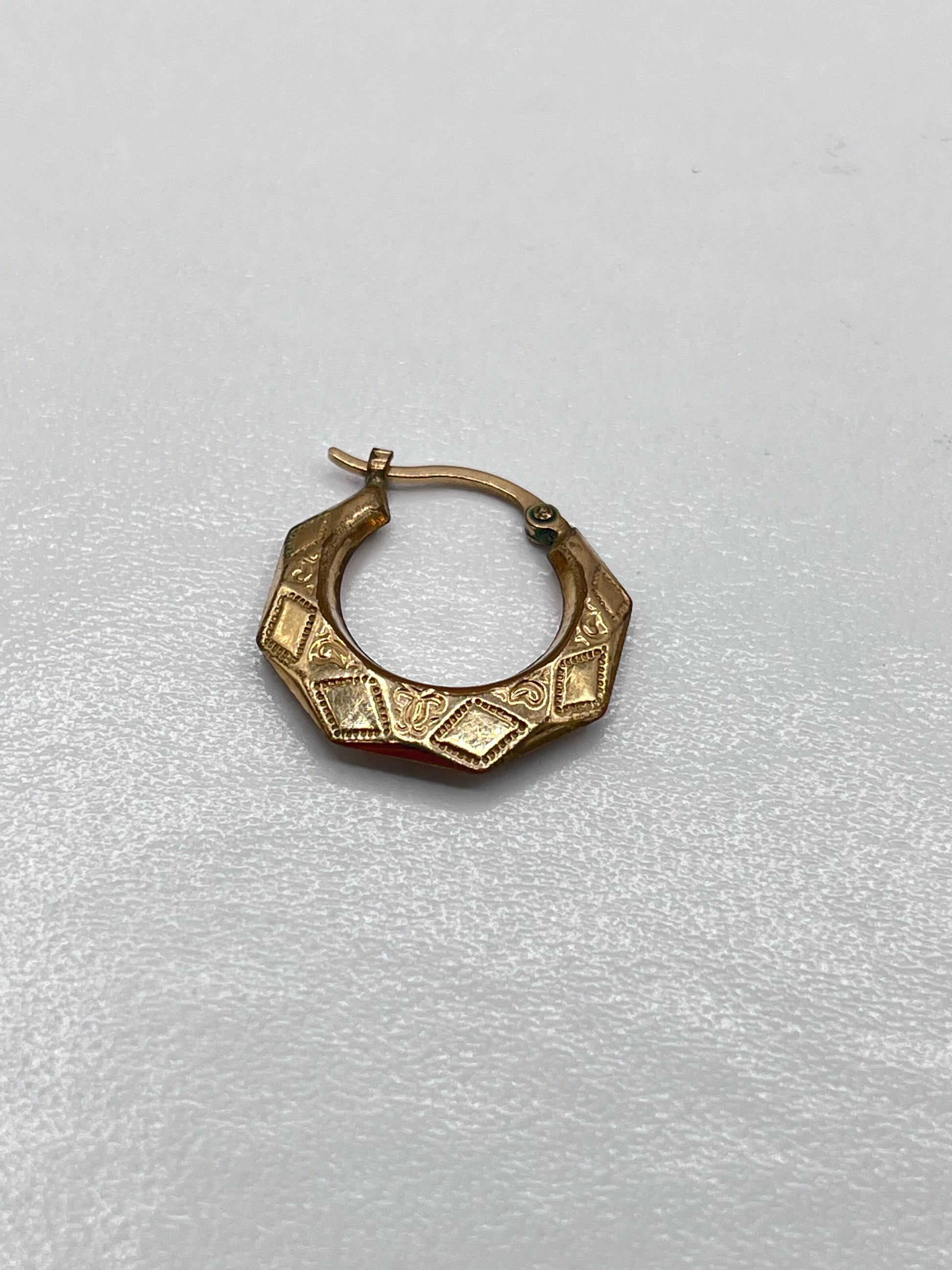 14K Solid Gold Carla Octagonal Hoop Geometrical Design Single Earring 4