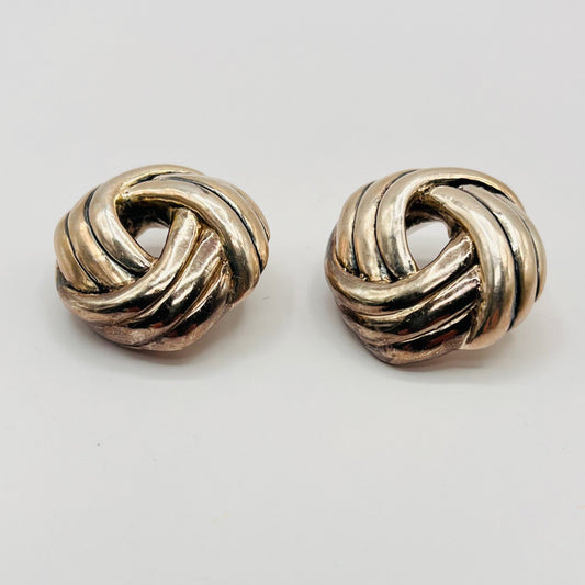 Vintage Yaacov Heller Designer 925 Sterling Silver Clip On Earrings Trinity Knot 1