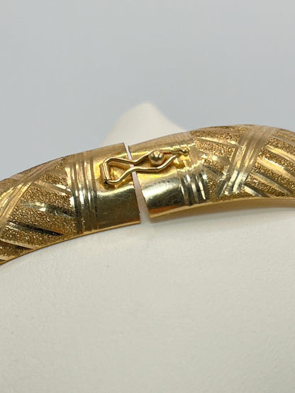 10K Authentic Solid Yellow Gold Vintage Hinged Cuff Bangle Bracelet - Luxury Bling Jewelry