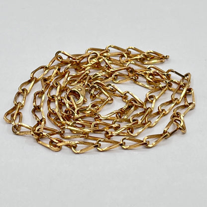 14K Solid Gold Twisted Oval Links Paper Clip Linked Style Chain Necklace 1