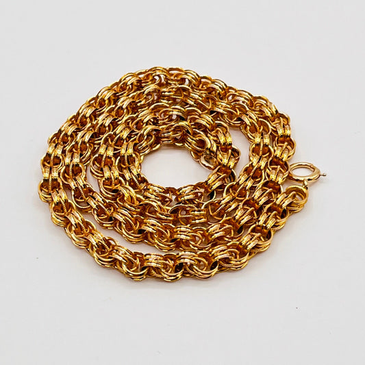 Vintage 14K Solid Gold Chain Double Round Interlocking Links Necklace 1